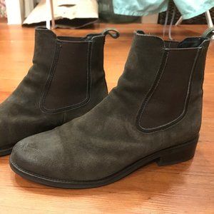 Thursday Boot Co Duchess Chelsea Ankle Booties Olive Suede